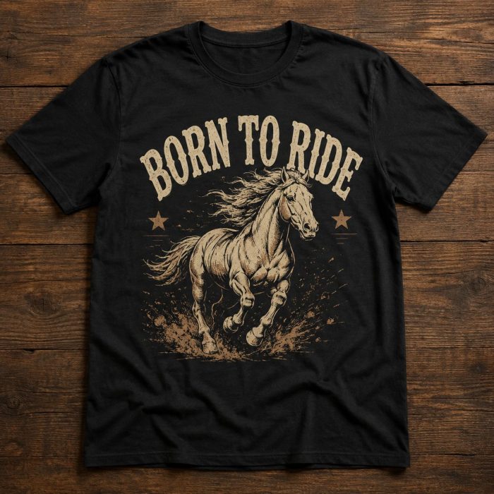 Born To Ride Horse T-Shirt – Vintage Western Equestrian Unisex Tee