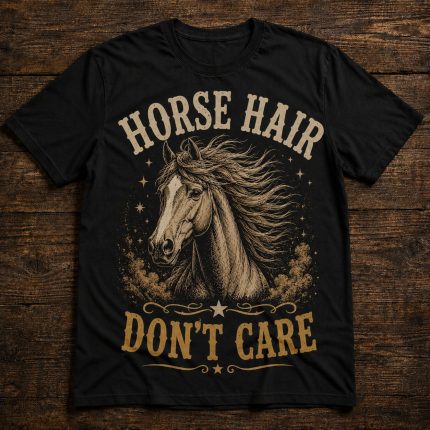 Horse Hair Don’t Care T-Shirt – Funny Equestrian Horse Lover Tee