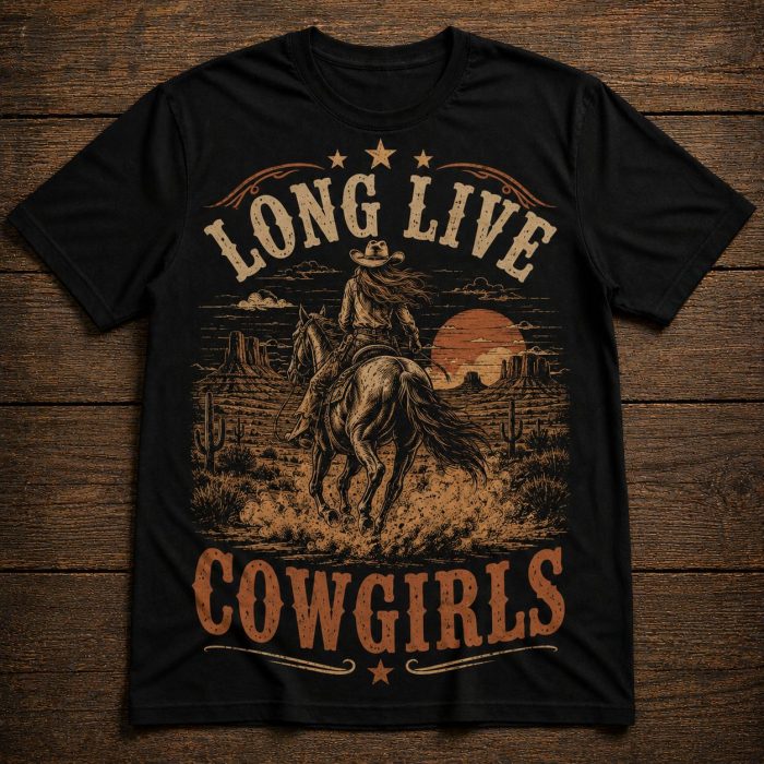 Long Live Cowgirls T-Shirt – Vintage Western Horse Riding Unisex Tee