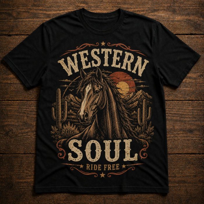 Western Soul Horse T-Shirt – Vintage Western Equestrian Unisex Tee