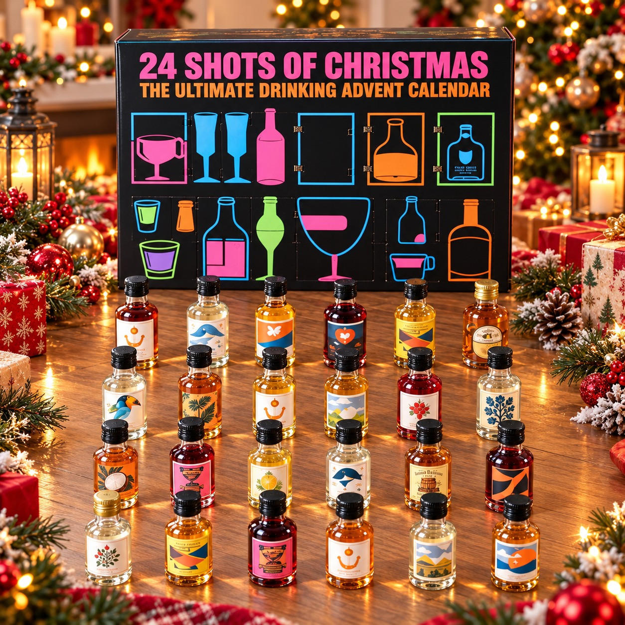 24 Shots Of Christmas 2026 Advent Calendar Ultimate Drinking Holiday Gift For Adults - GWH