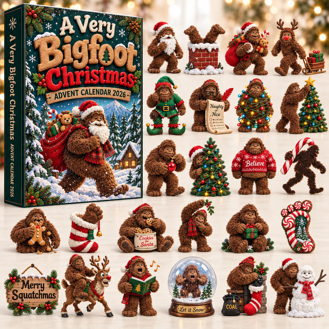 A Very Bigfoot Christmas Advent Calendar 2026 Holiday Countdown Gifts For Men - GWH