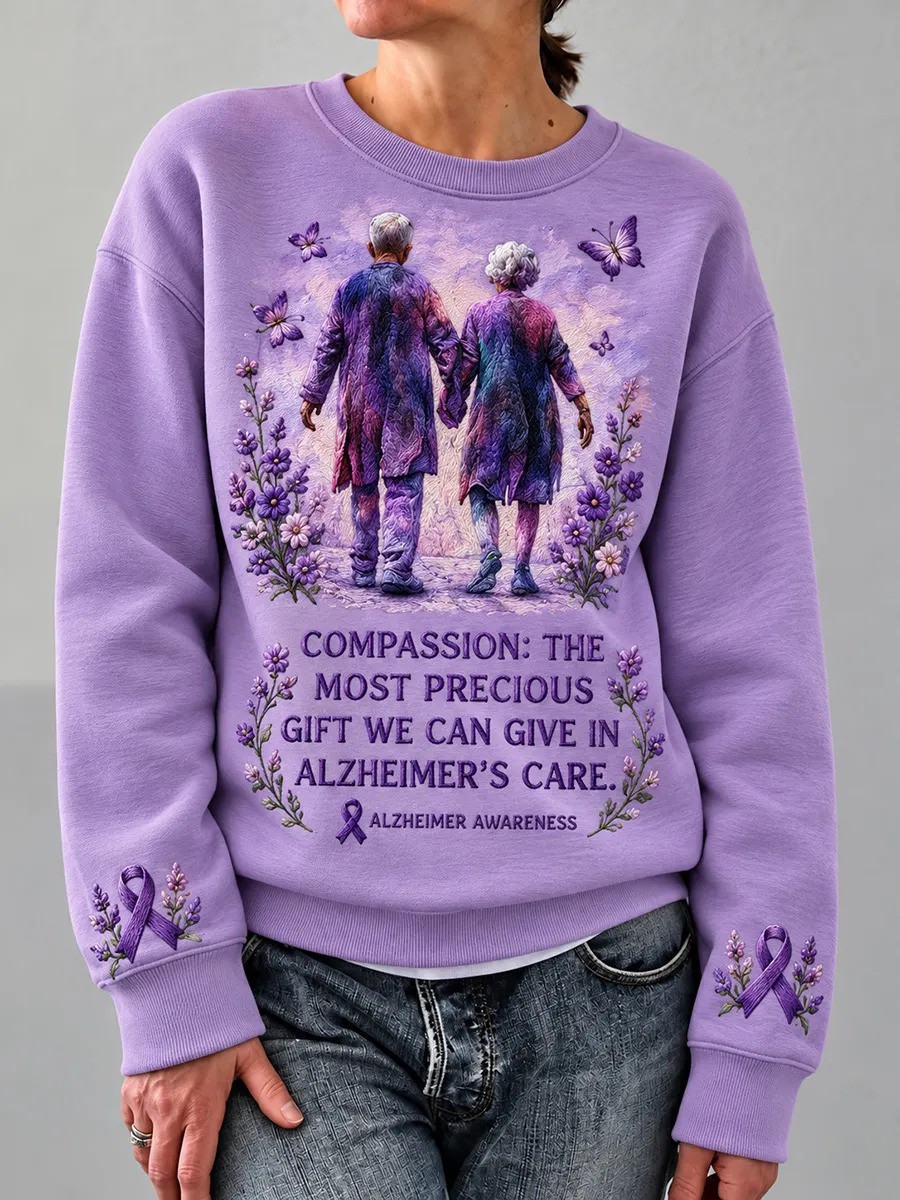 Alzheimer's Awareness Merch Sweatshirt Compassion Quote Apparel Gift For Women - GWH