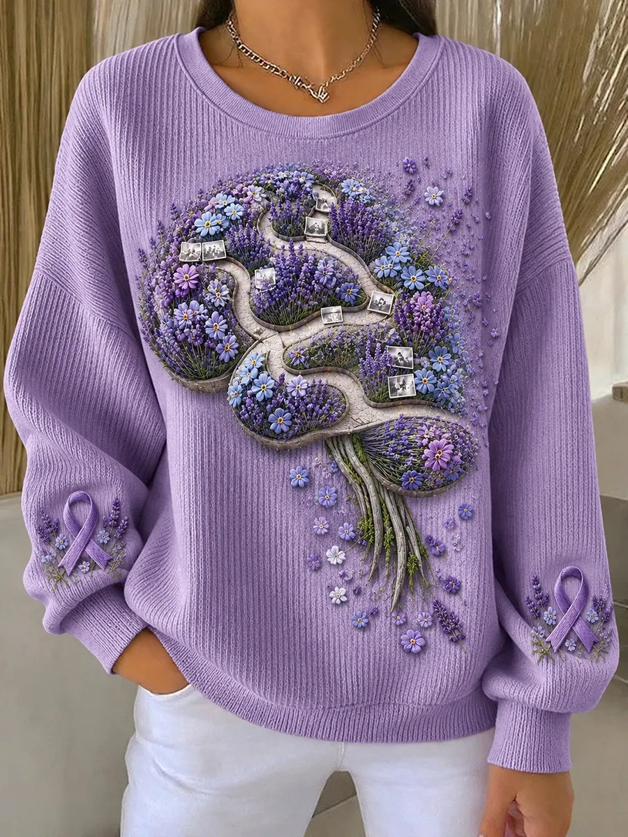 Alzheimer's Awareness Merch Sweatshirt Floral Brain Apparel Gift for Women - GWH