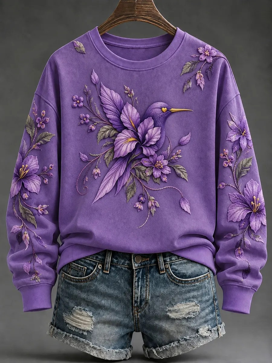 Alzheimer's Awareness Merch Sweatshirt Purple Art Clothing Gift For Women - GWH