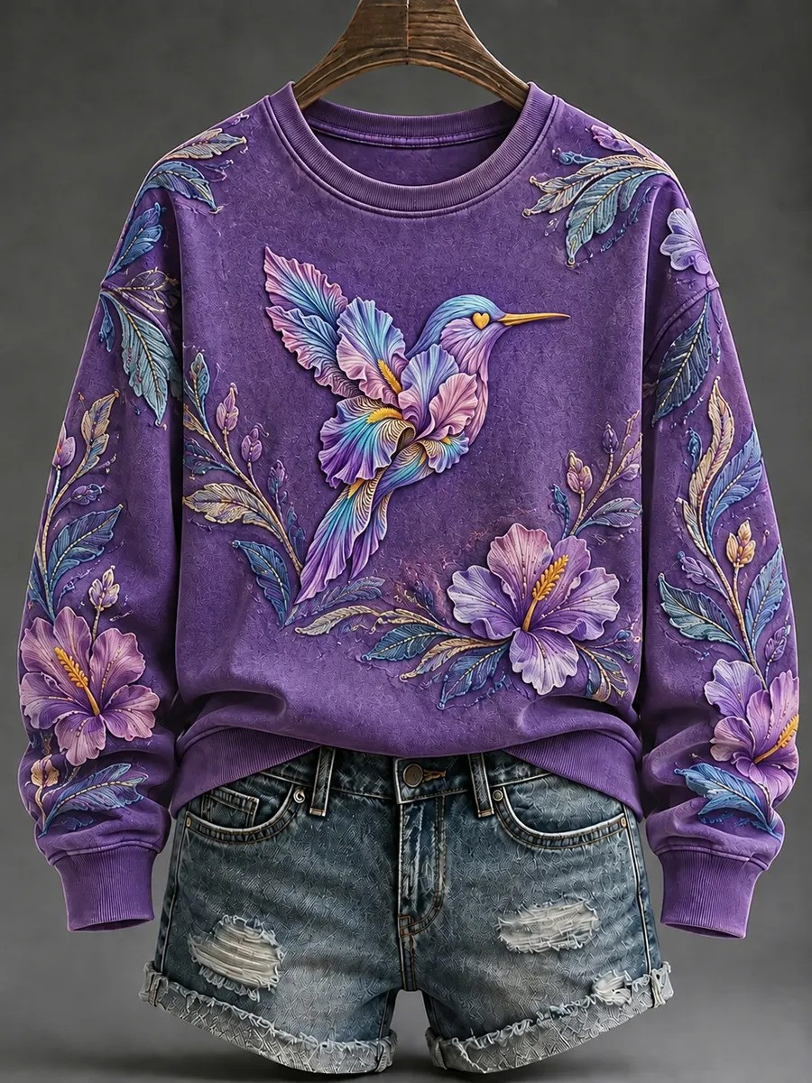 Alzheimer's Awareness Merch Sweatshirt Purple Bird Awareness Apparel Gift For Mom - GWH