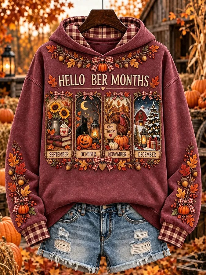 Autumn Thanksgiving Merch Hello Ber Months Hoodie Best Halloween Apparel Gift For Sister - GWH