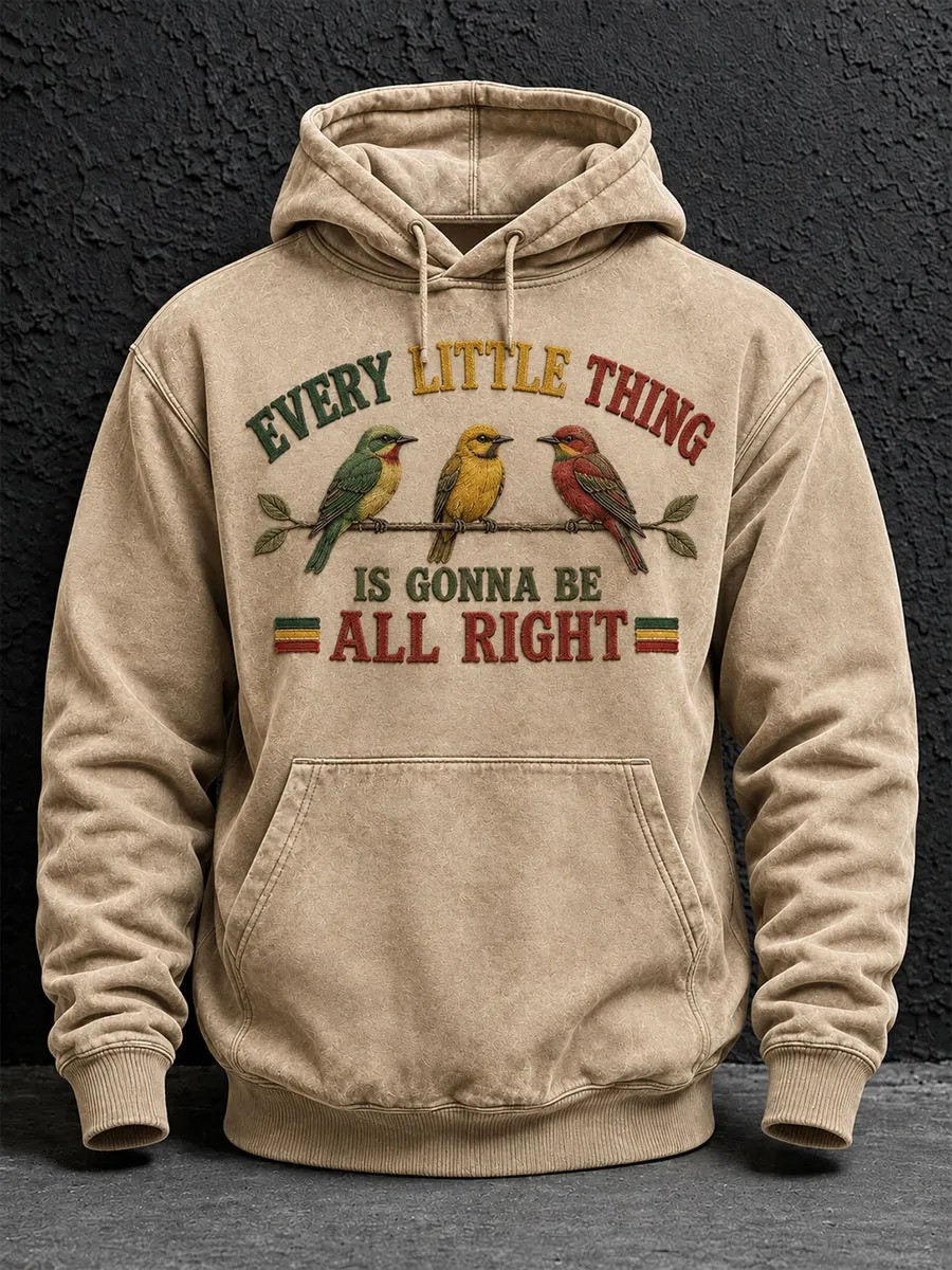 Black History Month Merch Bird Every Little Thing Is Gonna Be All Right Hoodie Gifts For Grandpa - Gwh