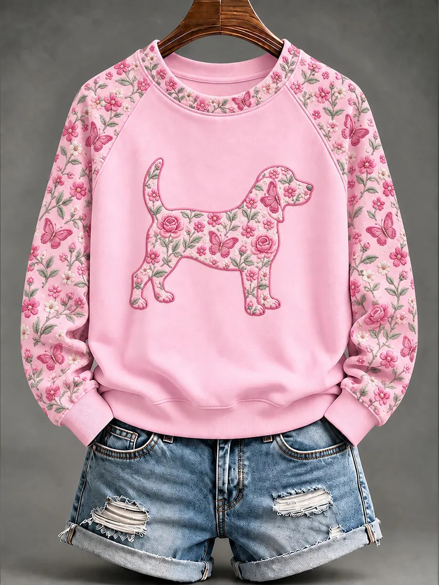 Breast Cancer Merch Beagle Floral Sweatshirt Breast Cancer Warrior Clothes Gifts For Women - GWH