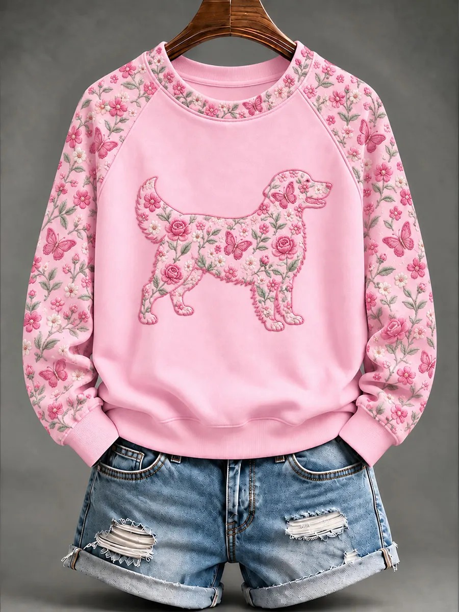 Breast Cancer Merch Golden Retriever Floral Sweatshirt Breast Cancer Apparel Gifts For Wife - GWH