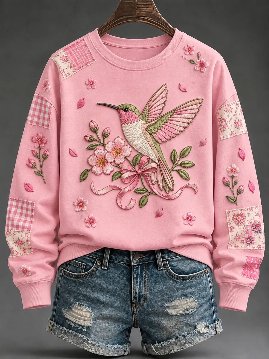 Breast Cancer Merch Pink Hummingbird Sweatshirt Breast Cancer Apparel Gifts For Women - GWH