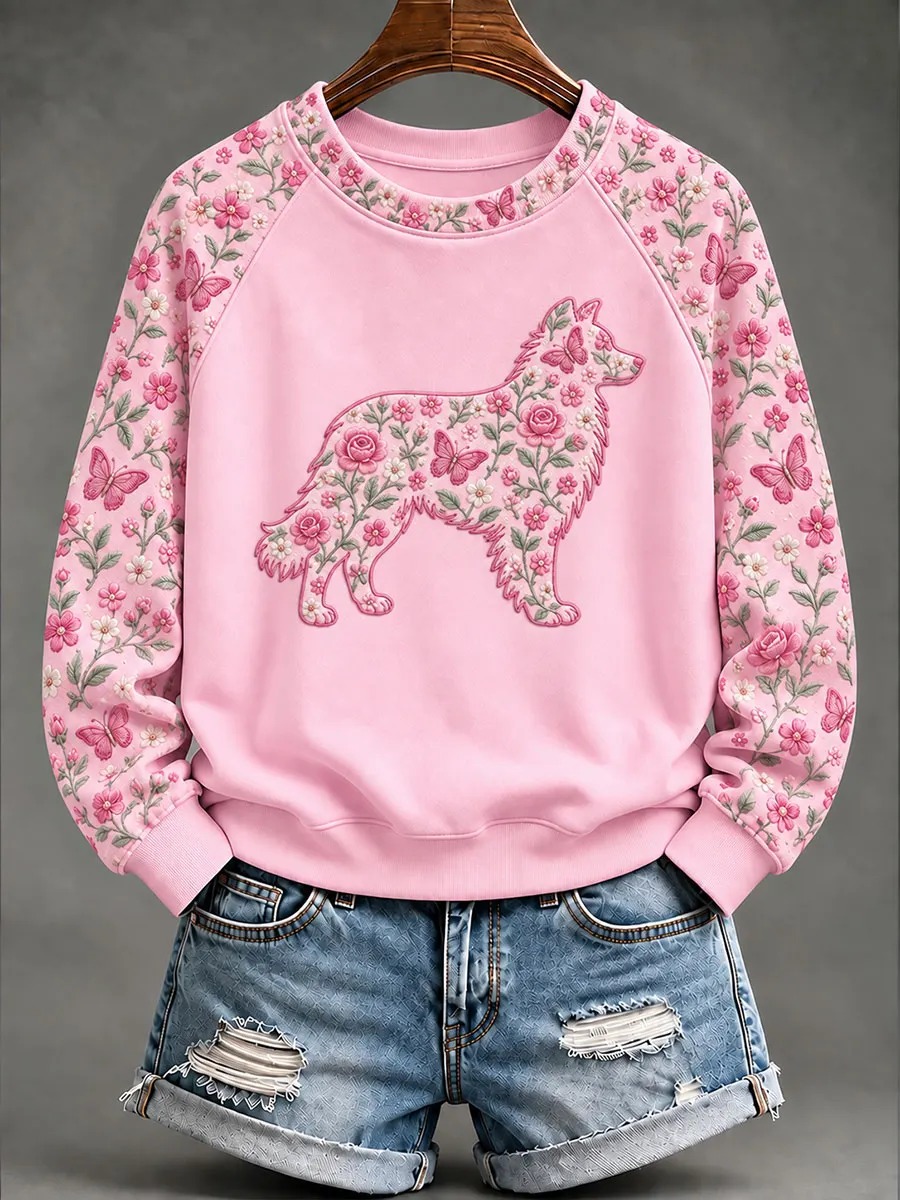 Breast Cancer Sheepdog Floral Sweatshirt Breast Cancer Support Apparel Gift For Wife - GWH