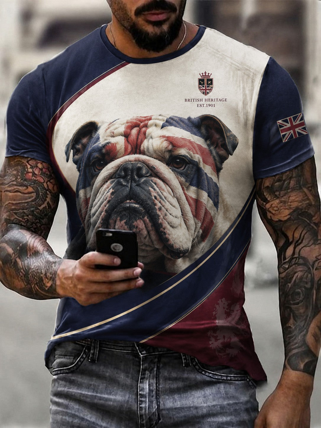 British Bulldog British Heritage Est 1901 Merch T-Shirt Retro Apparel Gift For Dad - GWH