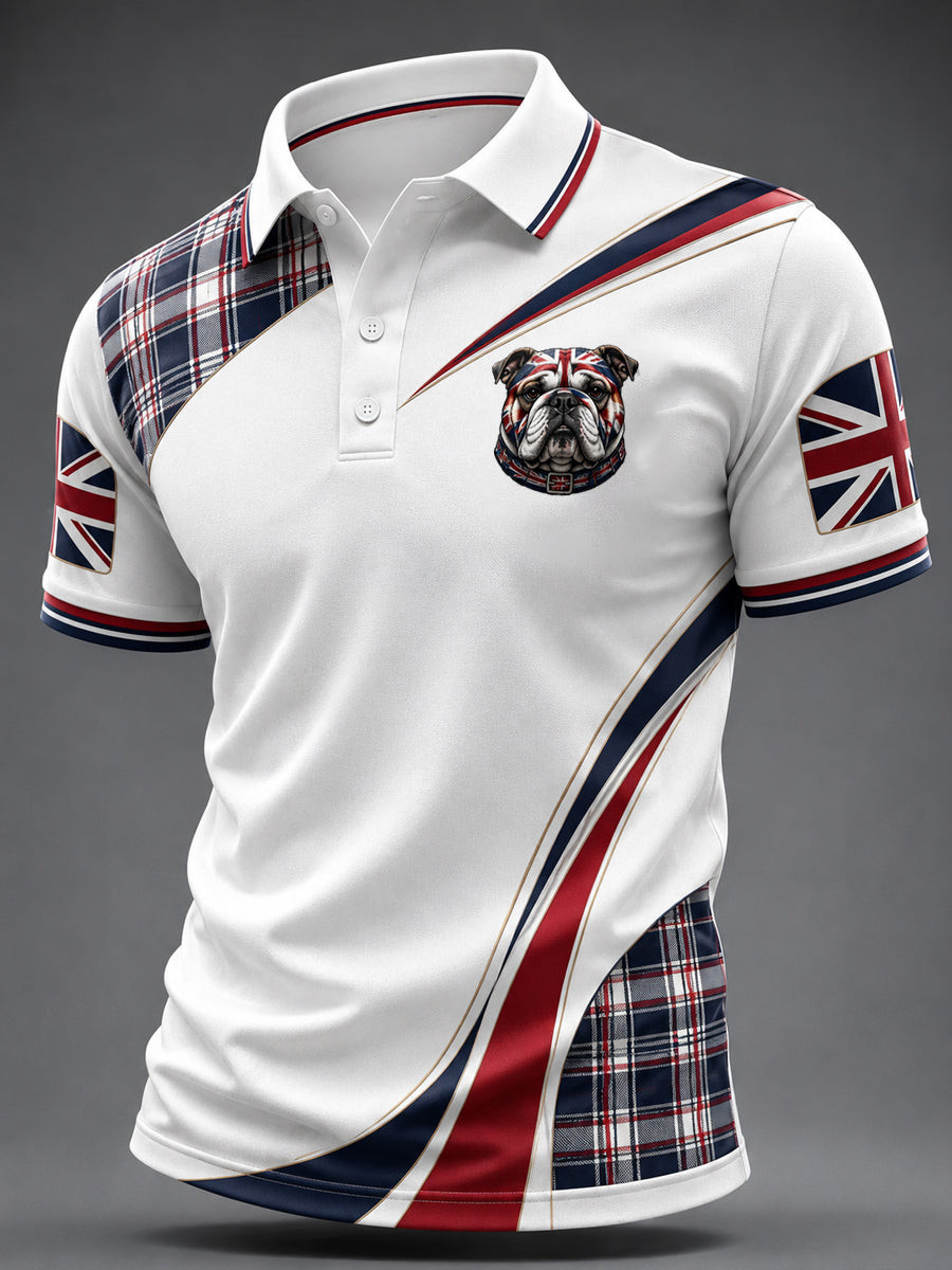 British Bulldog Merch Union Jack Flag Polo Shirt Classic Dog Apparel Gift For Husband - GWH