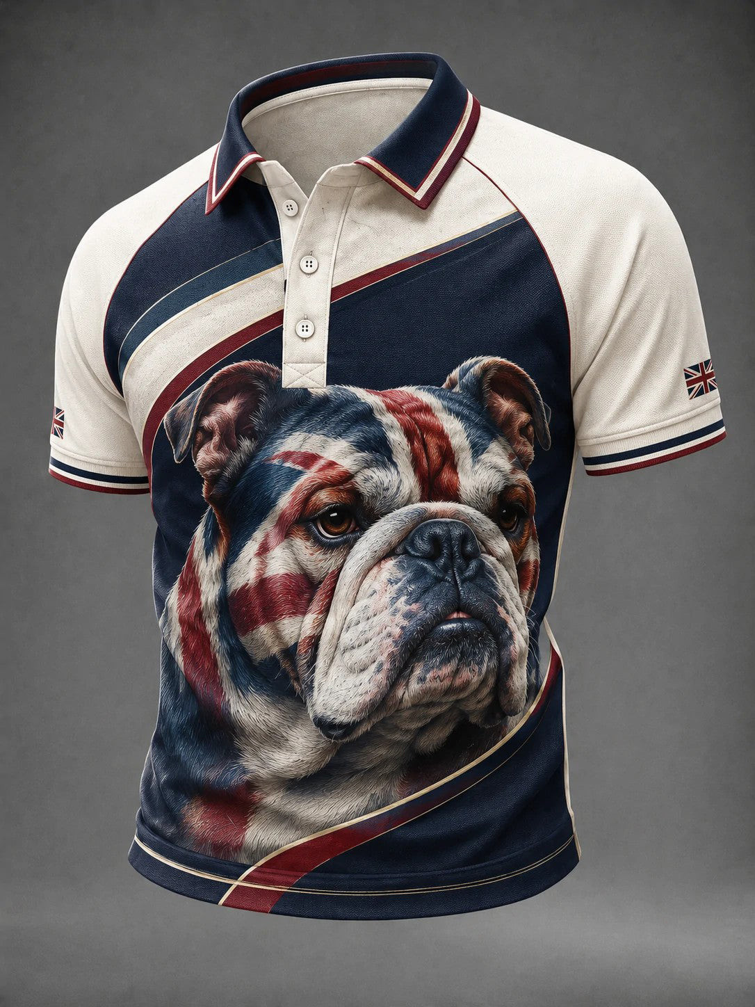 British Bulldog Merch Union Jack Flag Polo Shirt Retro Clothing Gift For Son - GWH