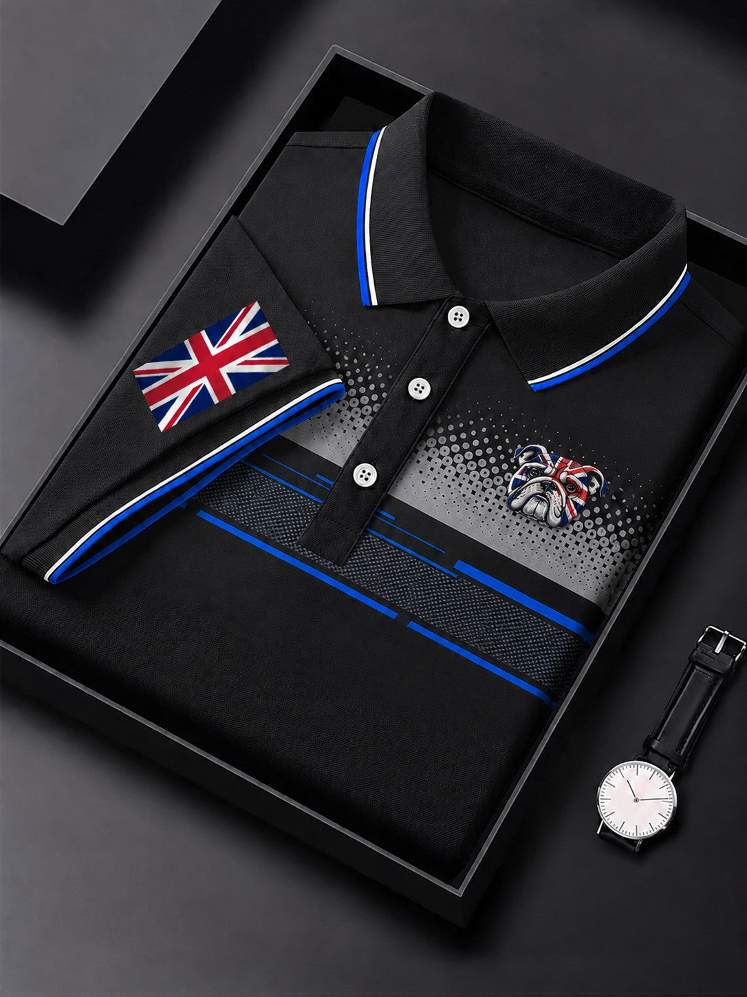 British Bulldog Merch Union Jack Flag Polo Shirt Vintage Clothing Gift For Husband - GWH