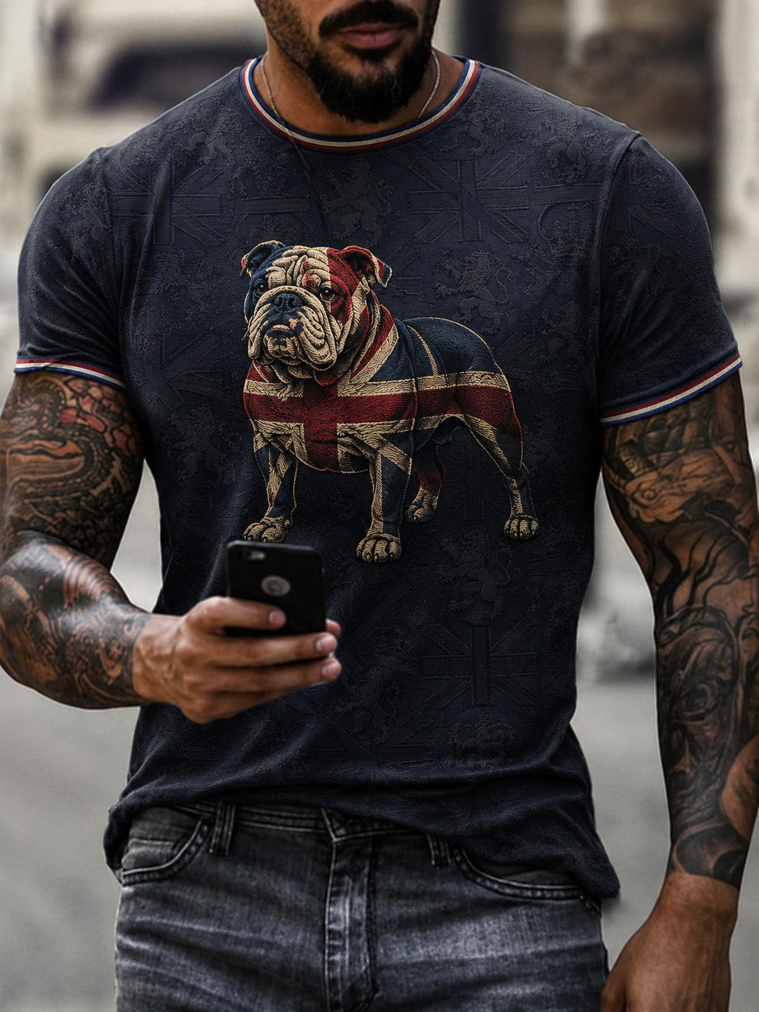 British Bulldog Merch Union Jack Flag T-Shirt Retro Apparel Gift For Dog Lover - GWH