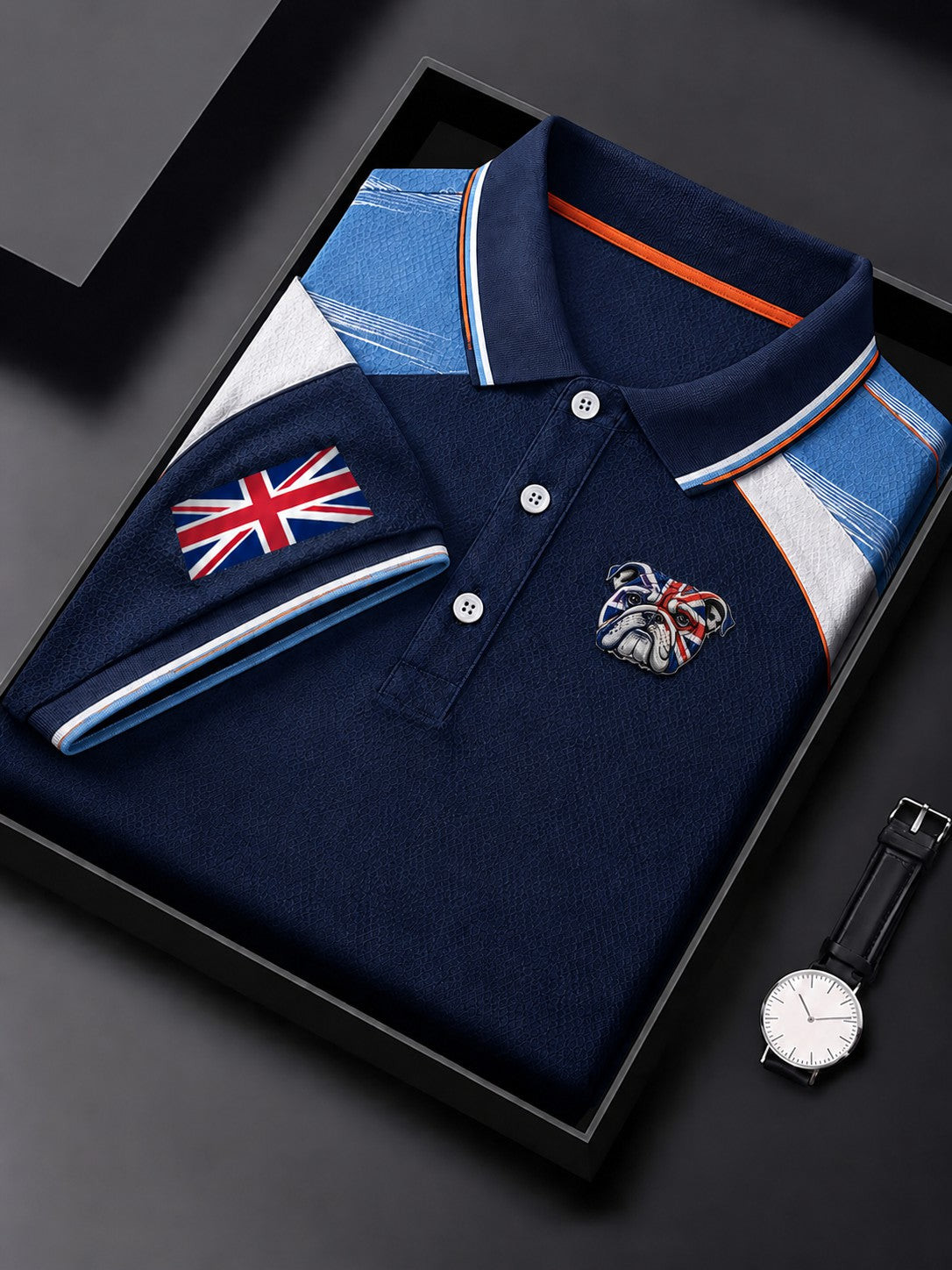 British Bulldog Merch Union Jack Polo Shirt Retro Apparel Gift For Dad Dog - GWH