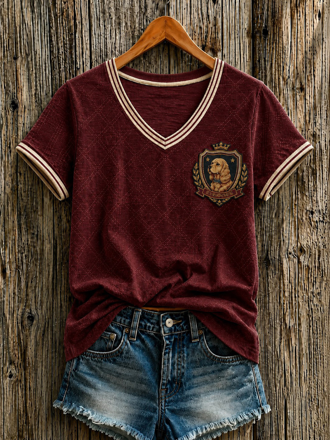 British Cartoon Dog Merch Cocker Spaniel V-Neck T-Shirt Vintage Dog Apparel Gift For Wife - GWH