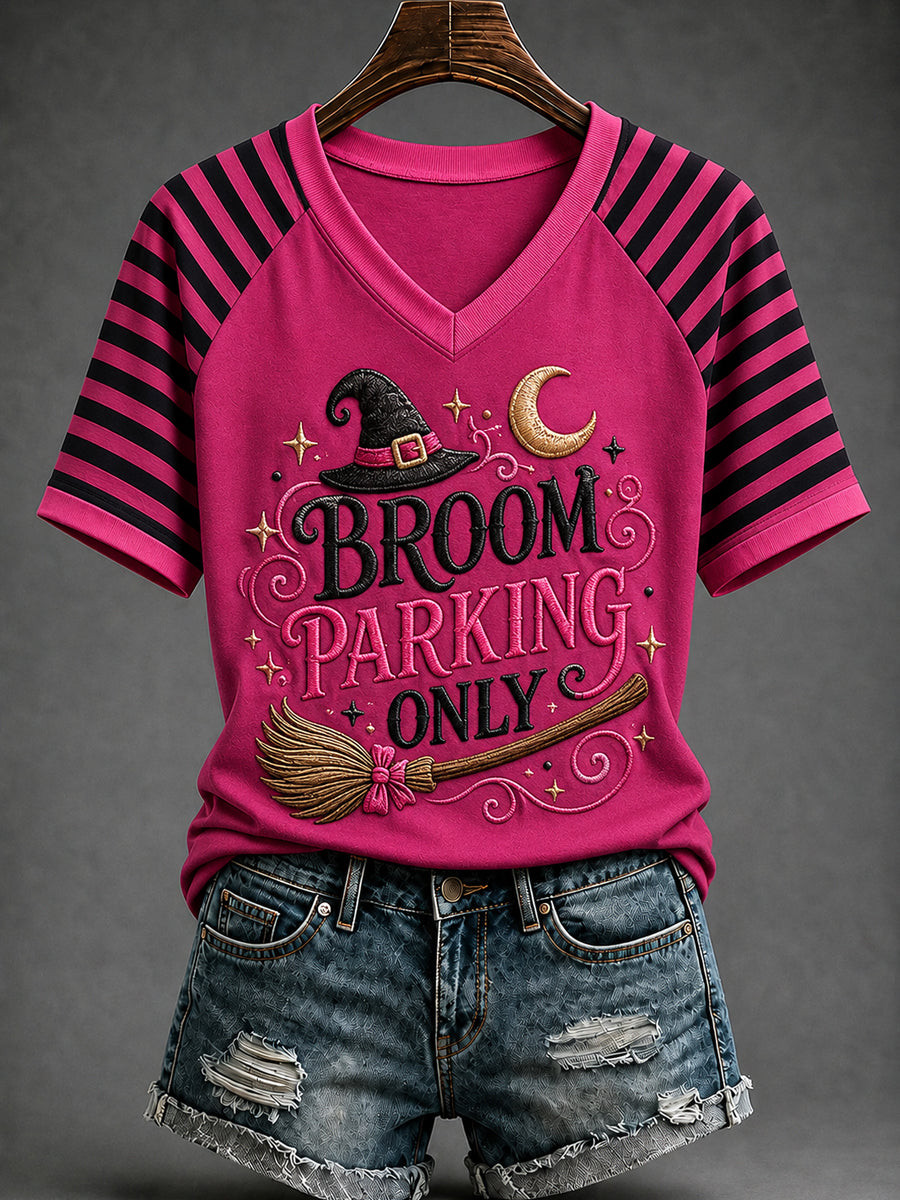 Broom Parking Only V-Neck Shirt Christian Clothing Women's Outfits Ideas - Gwh
