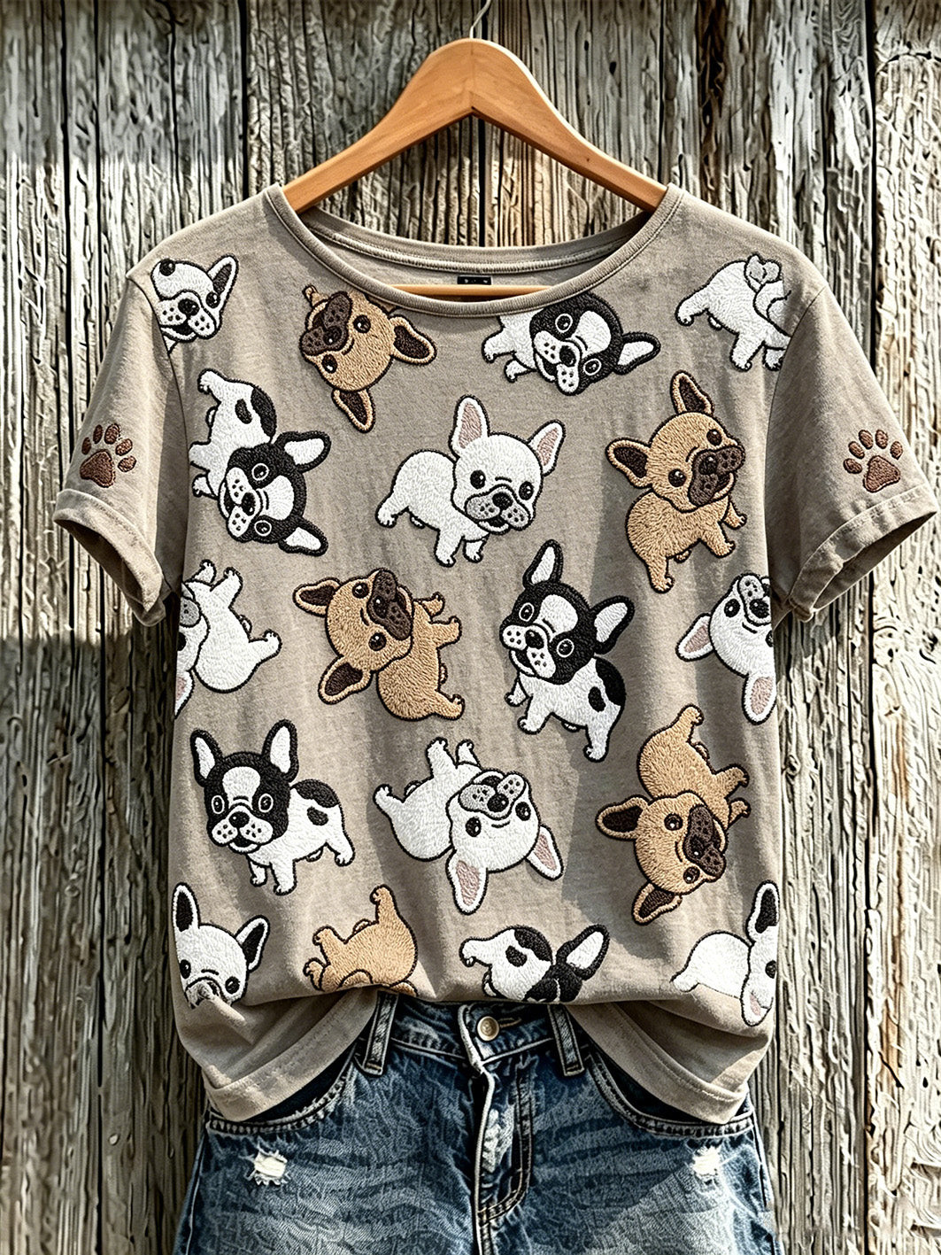 Bulldog Merch Cute Pattern T-Shirt Funny Pet Apparel Gift For Brother - GWH