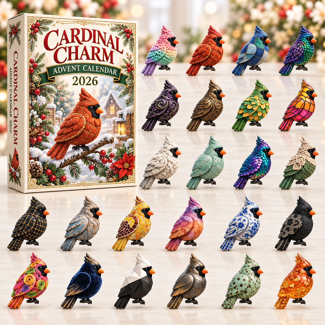 Cardinal Charm Advent Calendar 2026 Christmas Countdown Gifts For Bird Lovers - GWH