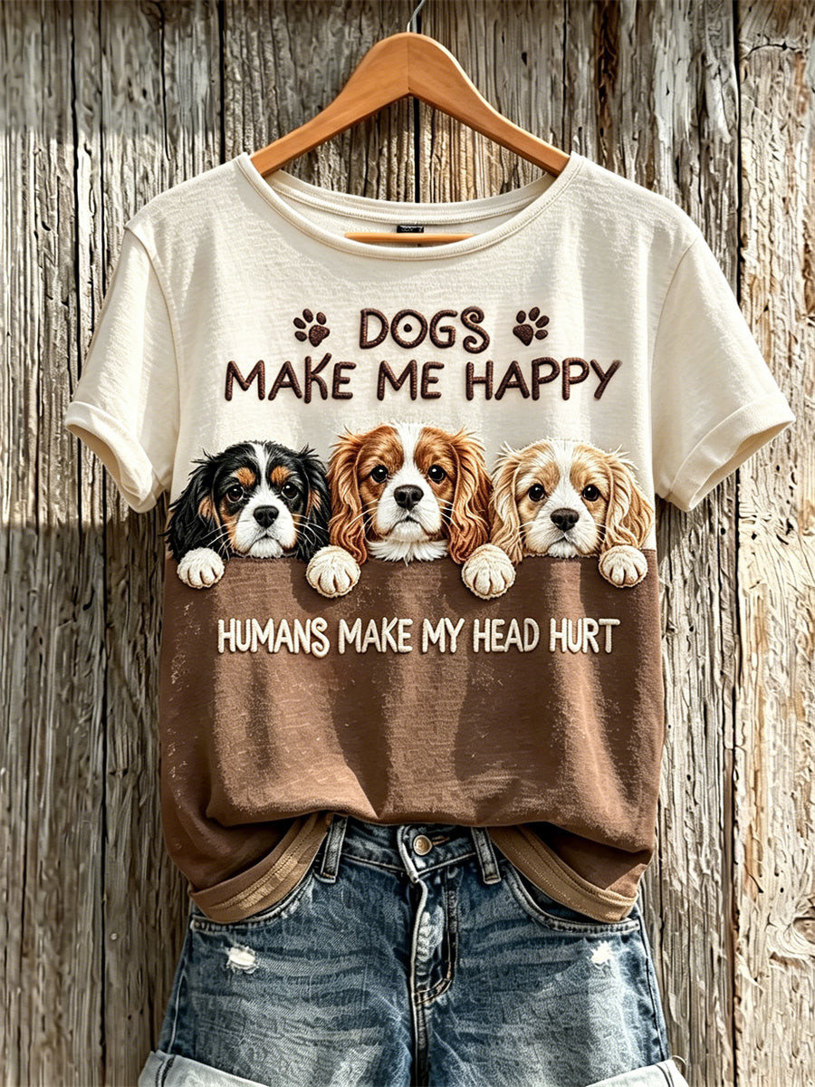 Cavalier Spaniel Dogs Make Me Happy Humans Make My Head Hurt T-shirt Gift For Dog Lover - GWH