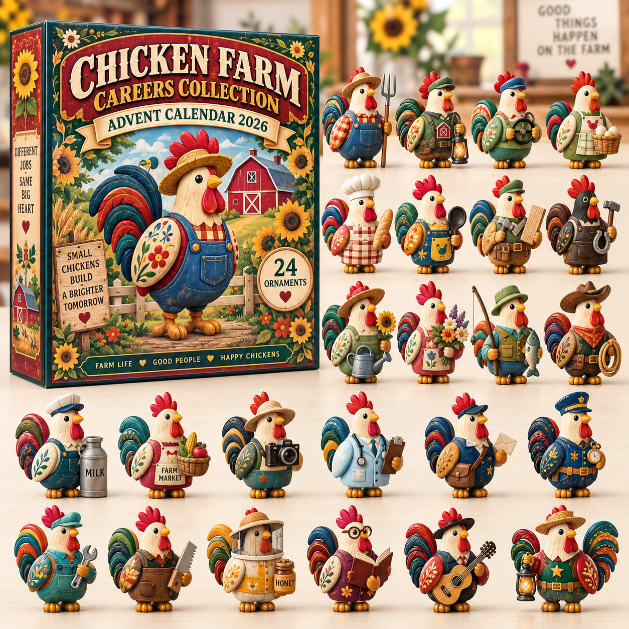 Chicken Farm Careers Advent Calendar 2026 Christmas Countdown Gifts For Farmers - GWH