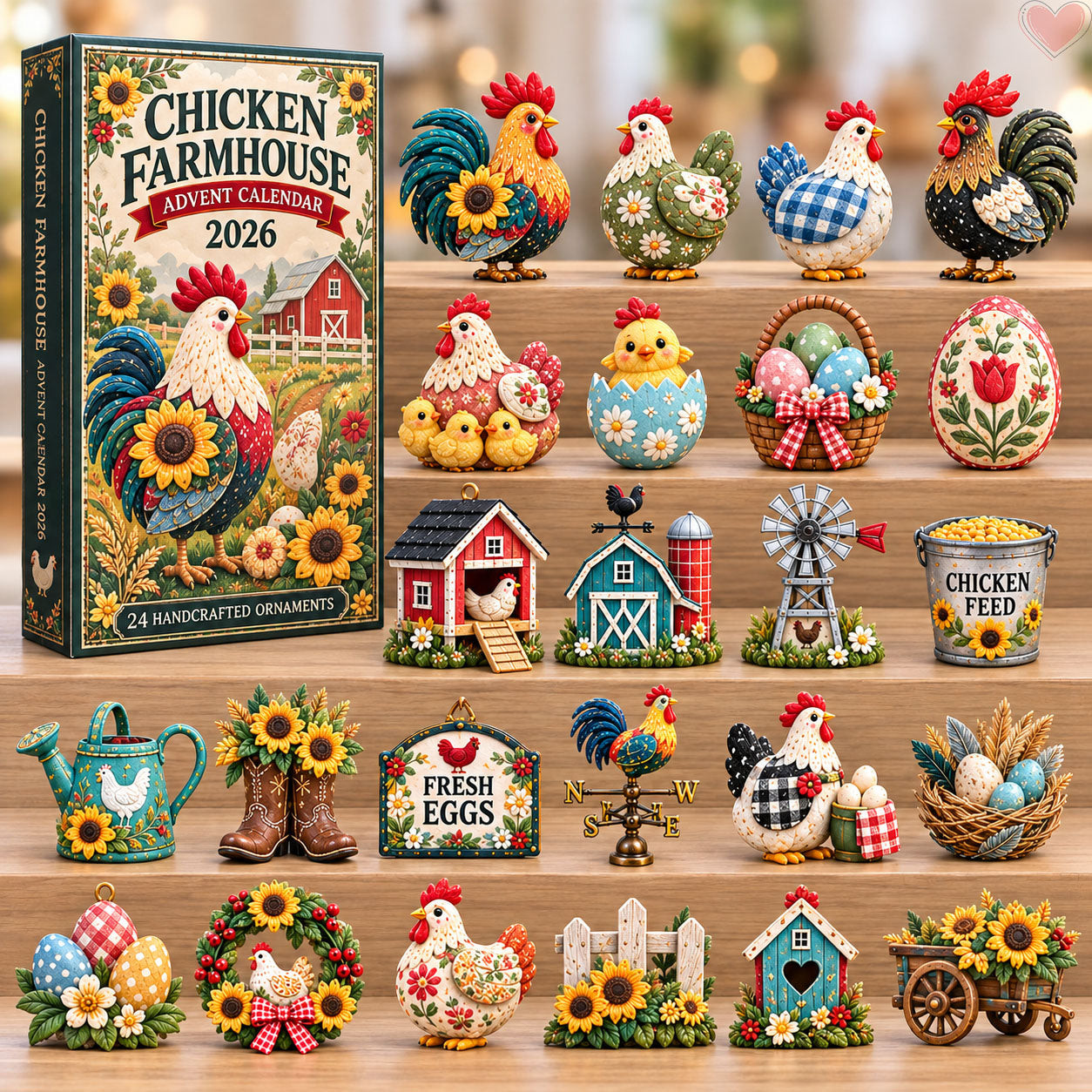 Chicken Farmhouse Advent Calendar 2026 Christmas Countdown Gifts For Farmers - GWH
