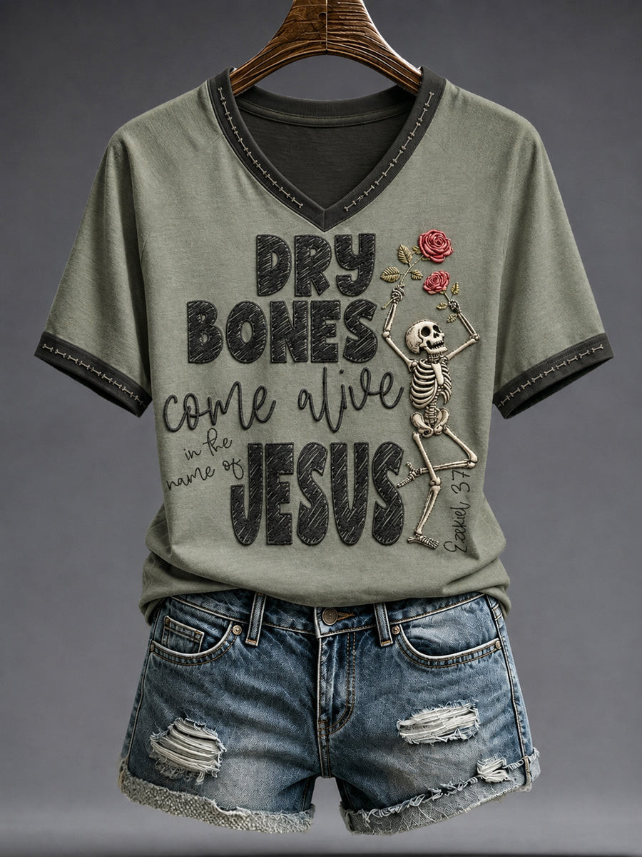 Christian Dry Bones Come Alive V-Neck Shirt Faith Based Gift For Her - Gwh