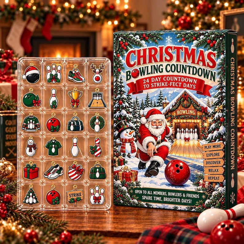 Christmas Bowling Strike Fect Days Advent Calendar 2026 24 Days Countdown Gifts For Bowlers - GWH