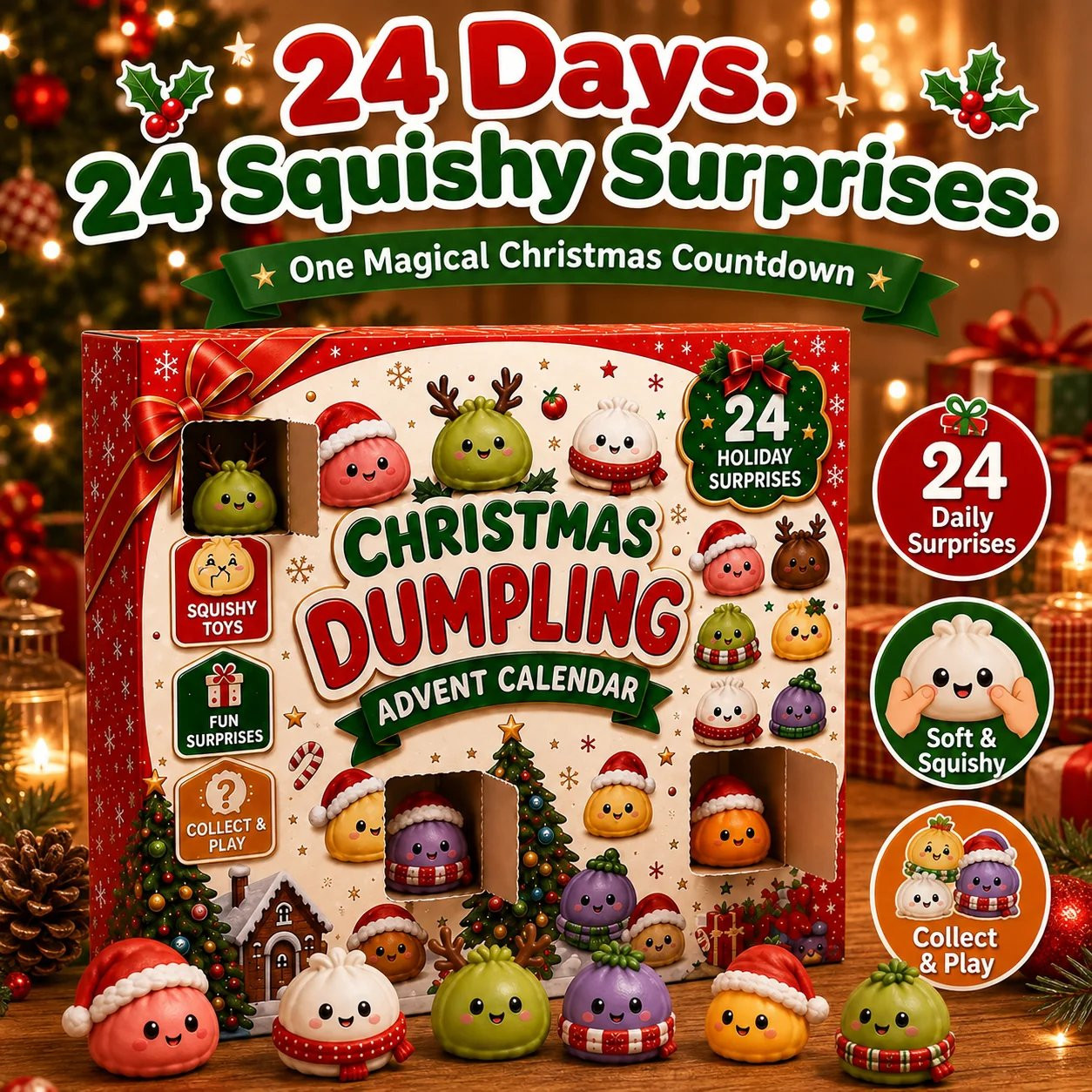 Christmas Dumpling Advent Calendar 24 Day Christmas Countdown Dumpling Lover Gift - GWH