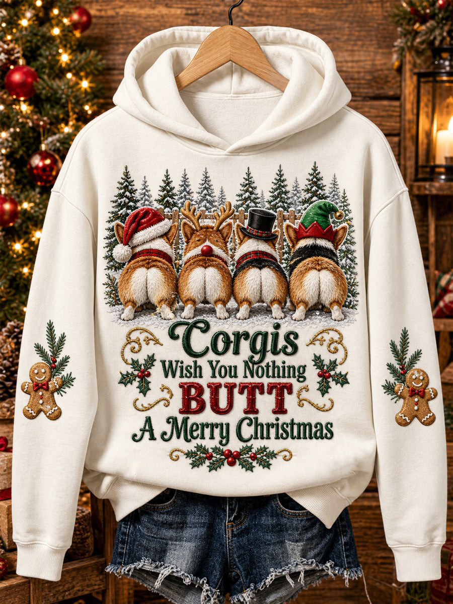 Christmas Merch Corgis Merry Christmas Hoodie Funny Gift For Dog Lover - GWH