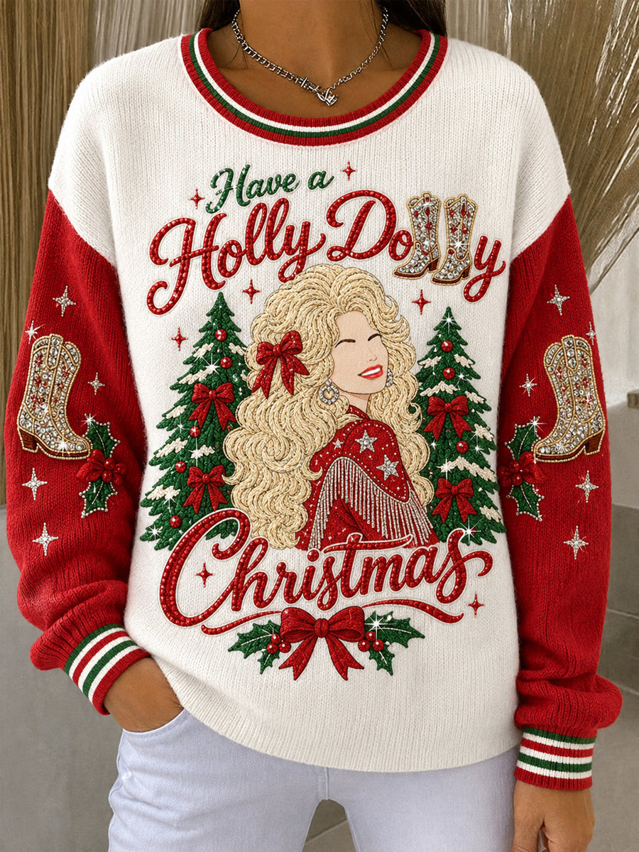 Christmas Merch Holly Dolly Sweatshirt Christmas Party Clothing Gift For Sister - GWH