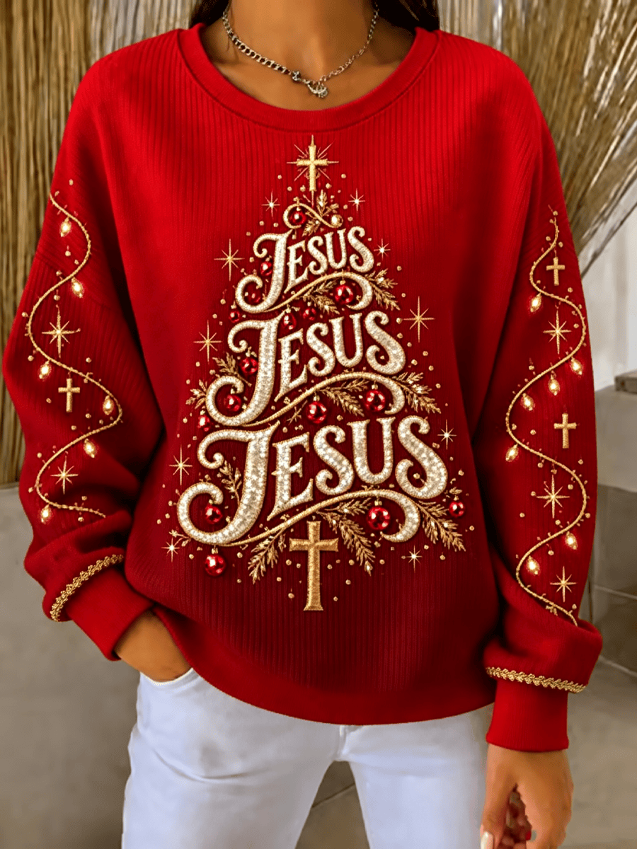 Christmas Merch Jesus Tree Sweatshirt Outfit Christmas Apparel Gift Mom - GWH