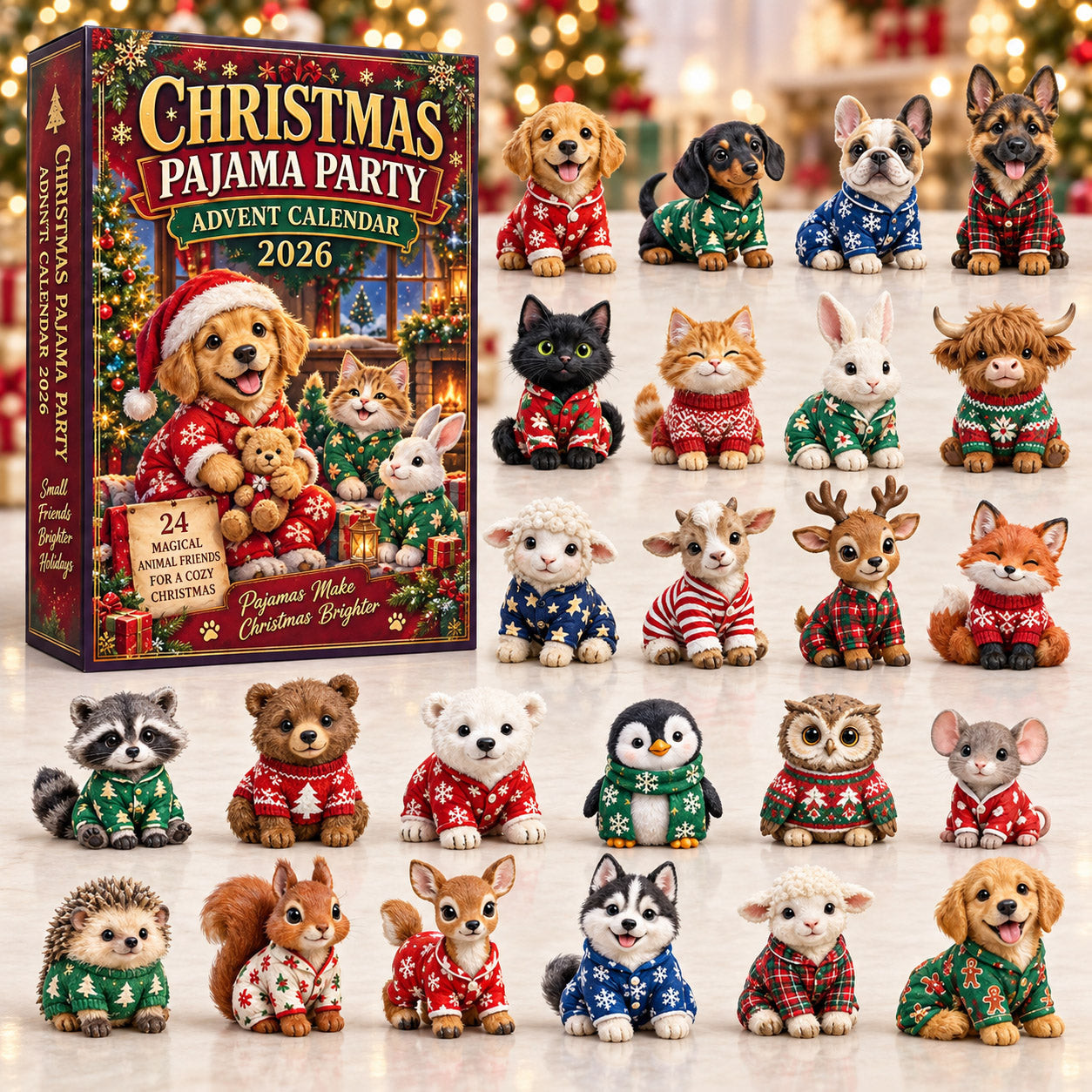 Christmas Pajama Party Advent Calendar 2026 Holiday Countdown Gifts For Pet Lovers - GWH