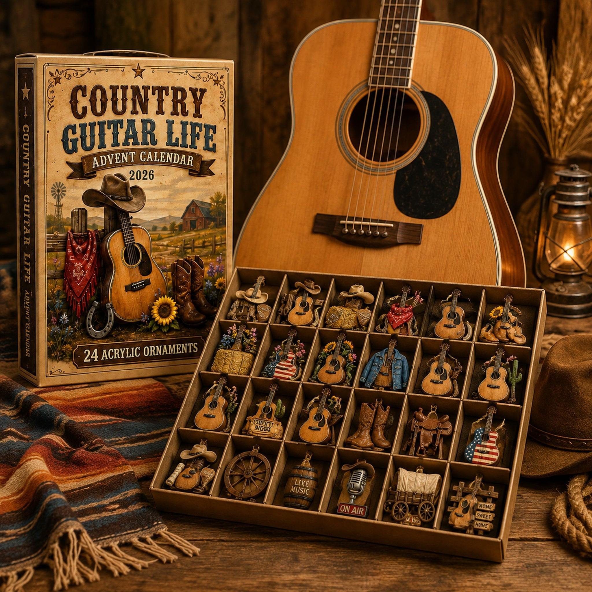 Country Guitar Life Advent Calendar 2026 24 Day Festive Countdown Box Music Lover Gift - GWH