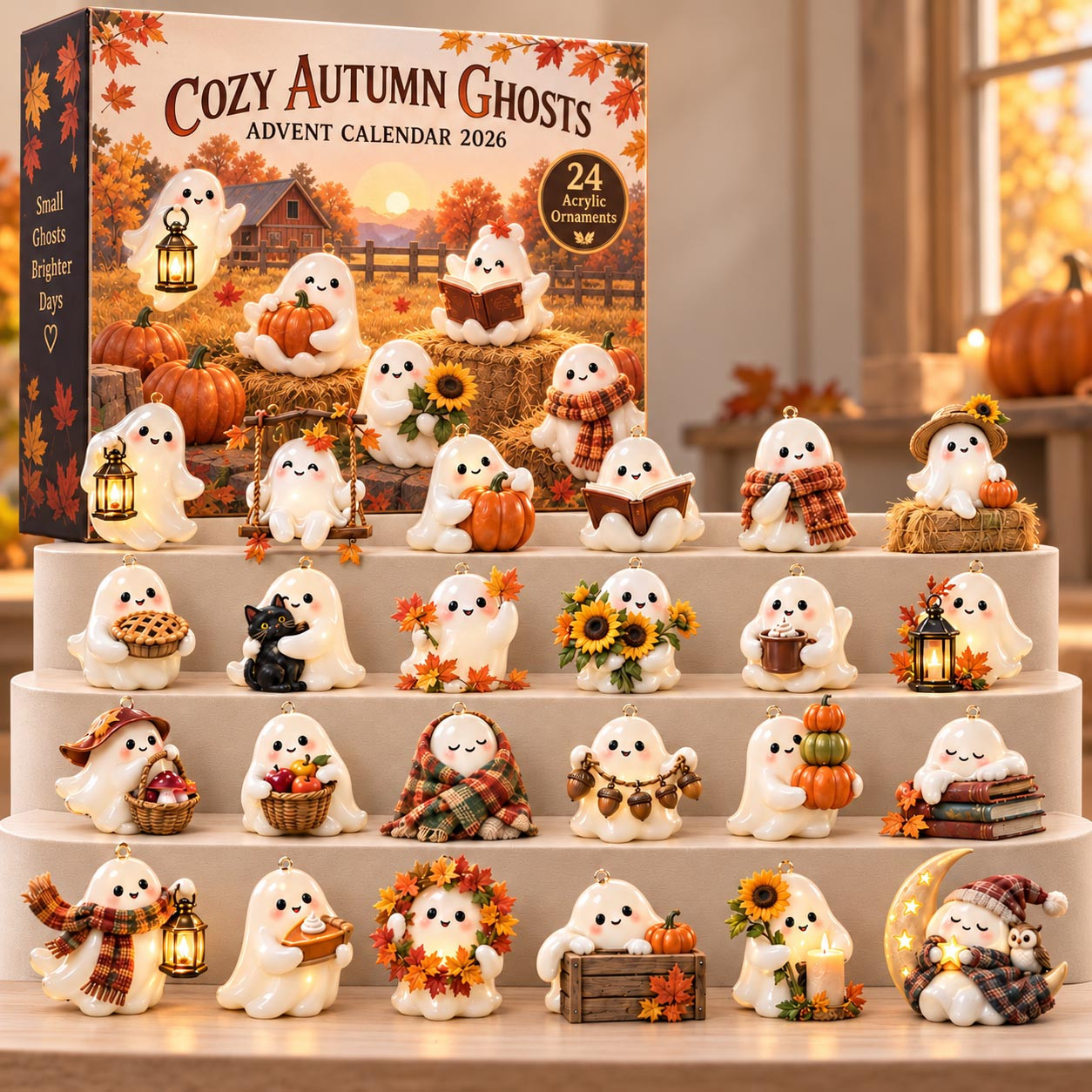 Cozy Autumn Ghost Advent Calendar 2026 Halloween Gift For Horror Lover - GWH