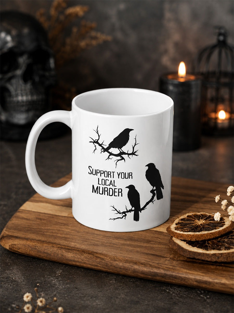 Crows Halloween Mug Support Your Local Murder Coffee Mugs Halloween Gifts For Crows Lovers - Gwh
