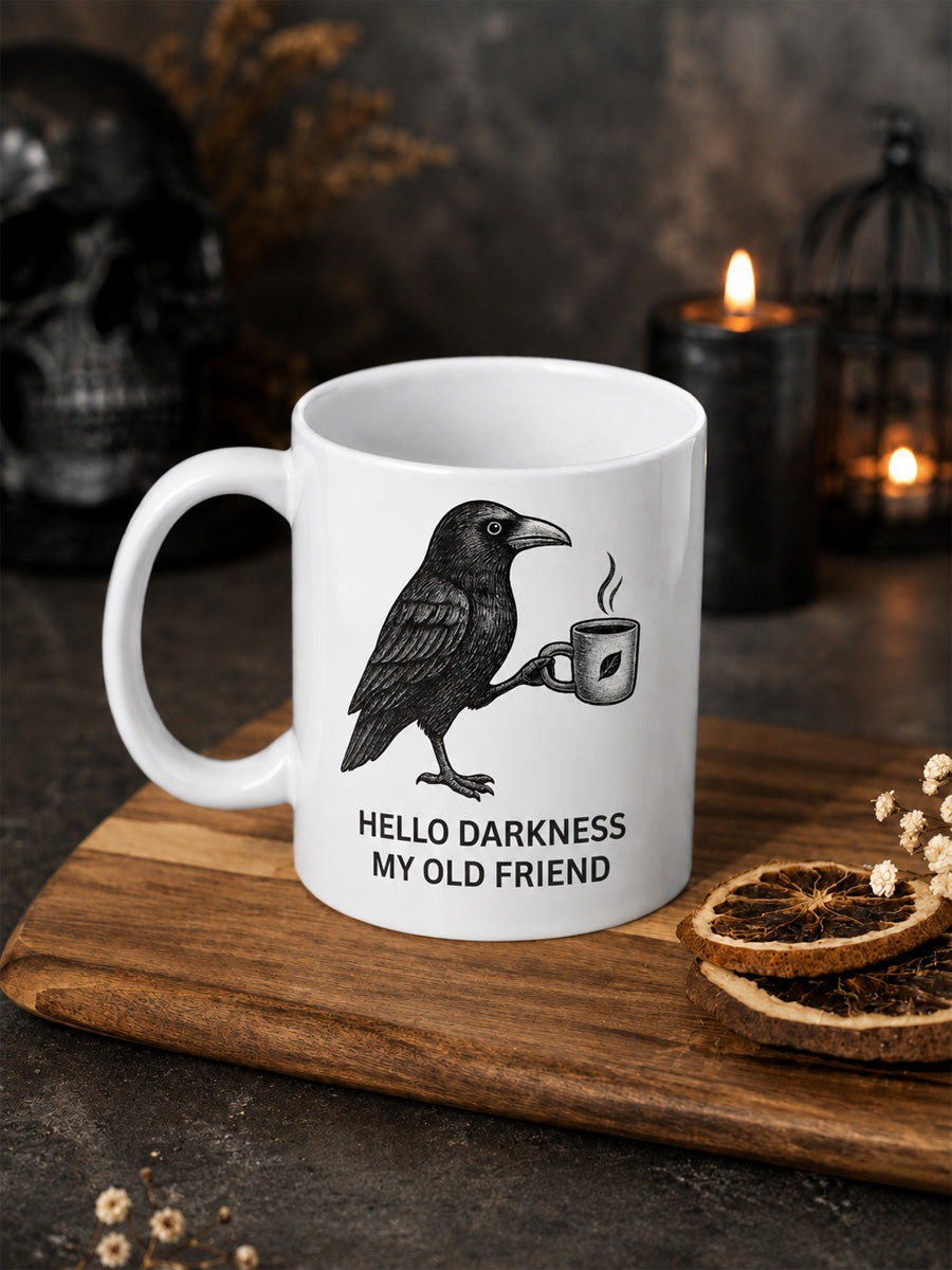 Crows Hello Darkness My Old Friend Halloween Mug Halloween Coffee Mugs Gifts Ideas - Gwh