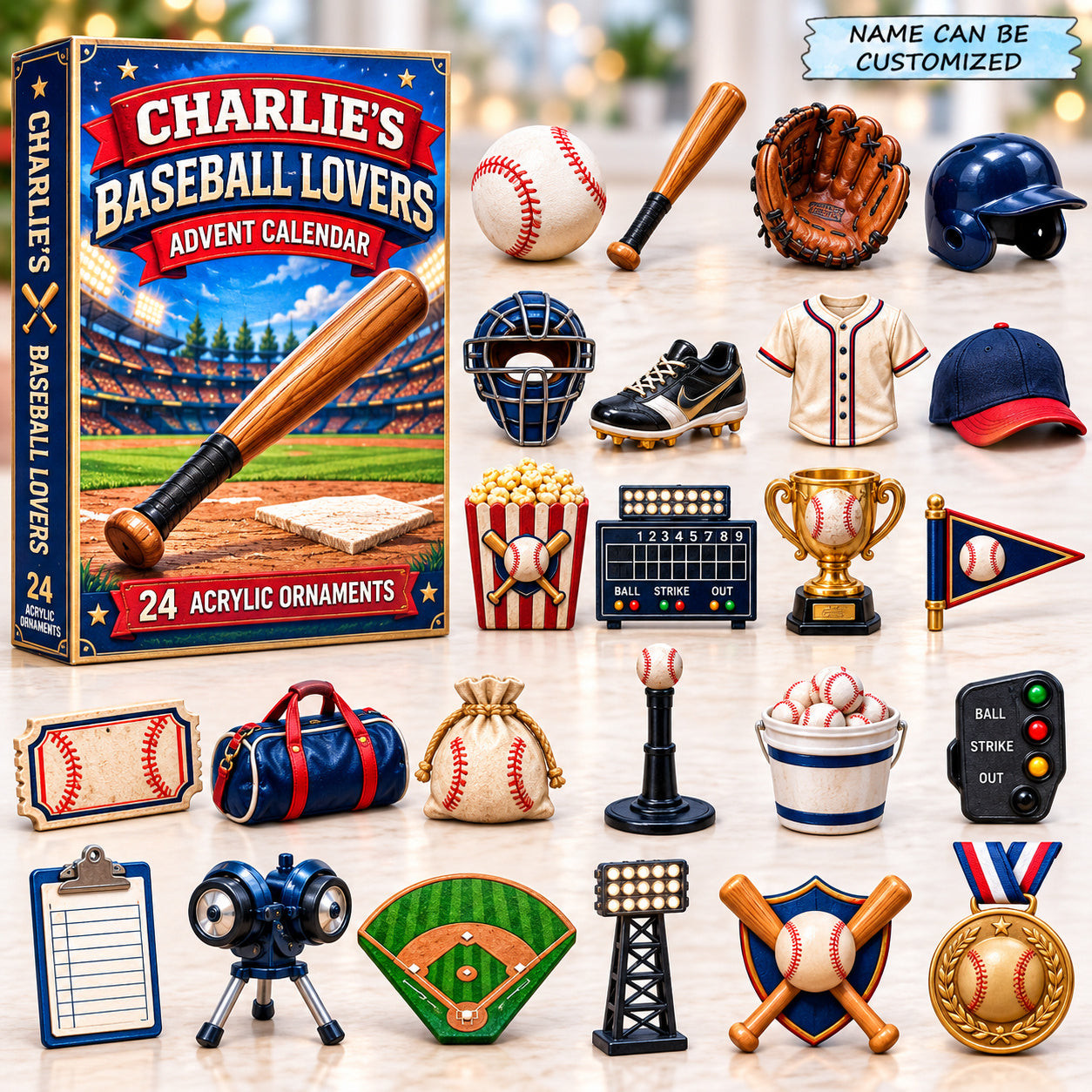 Customized Baseball Lovers Advent Calendar 2026 Christmas Gifts For Boys - GWH