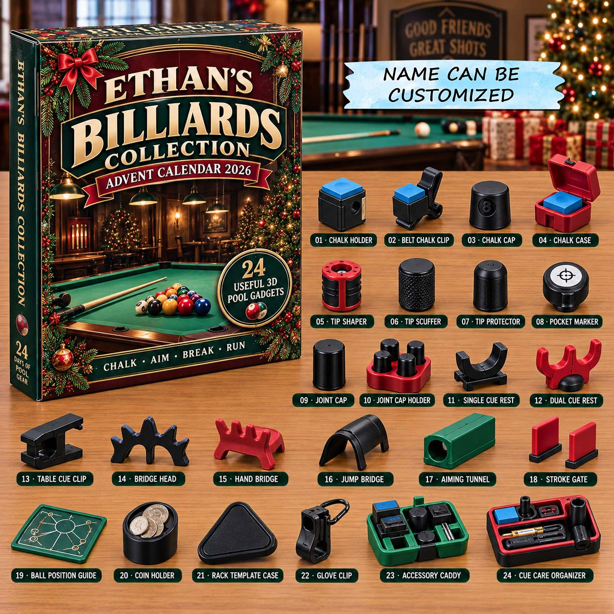 Customized Billiards Collection Advent Calendar 2026 Christmas Gifts For Men - GWH