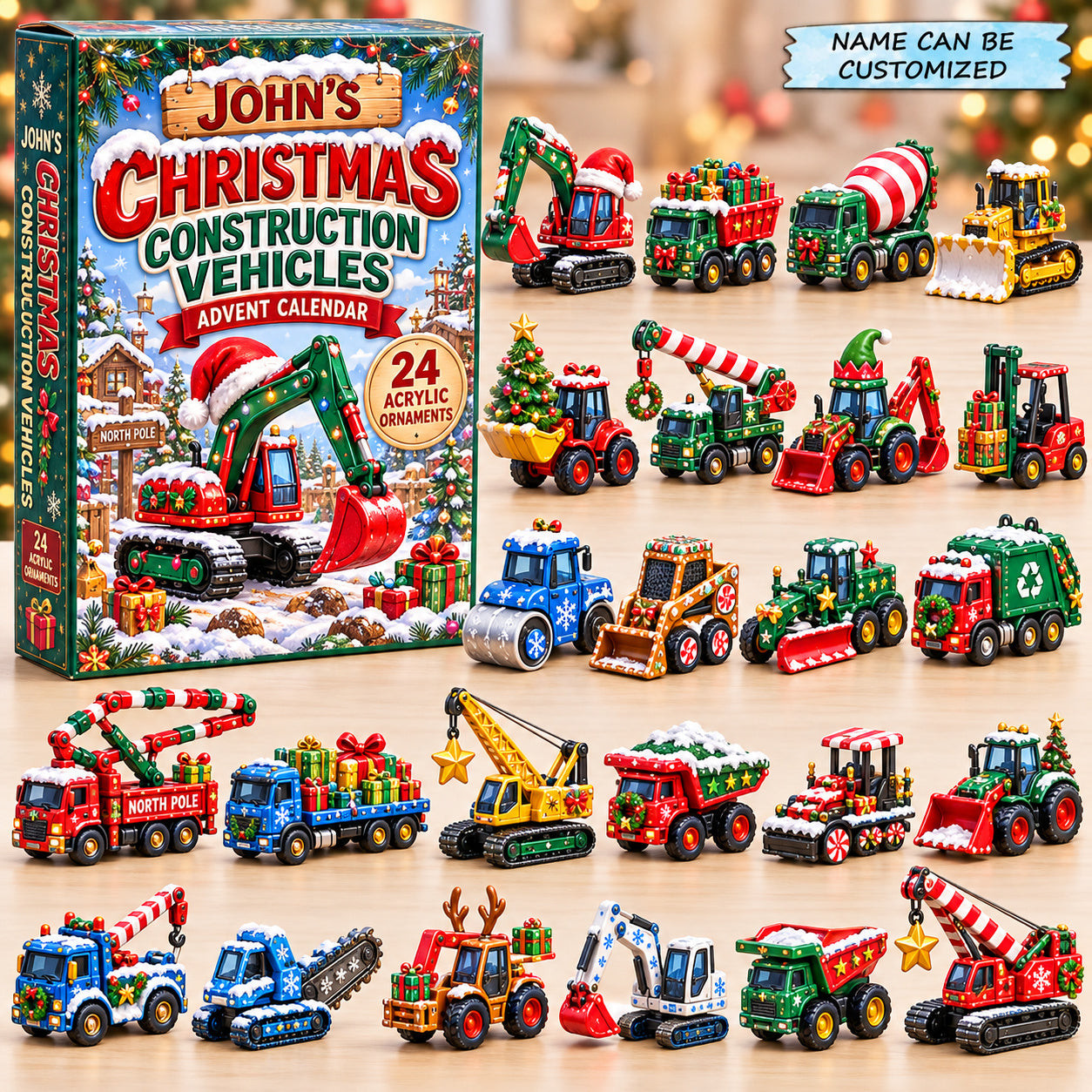 Customized Christmas Construction Vehicles Advent Calendar 2026 Gifts For Boys - GWH