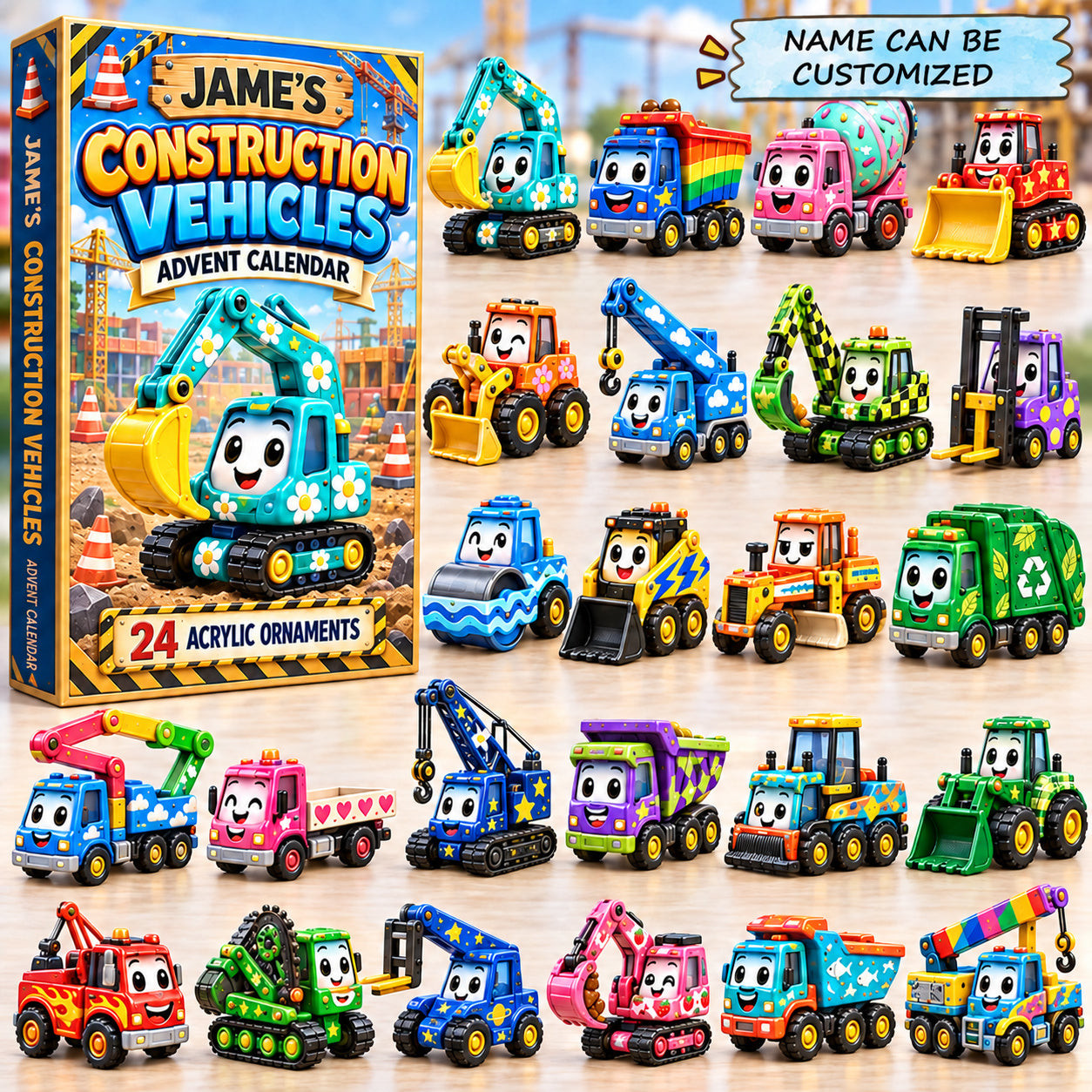 Customized Construction Vehicles Advent Calendar 2026 Christmas Gifts For Boys - GWH