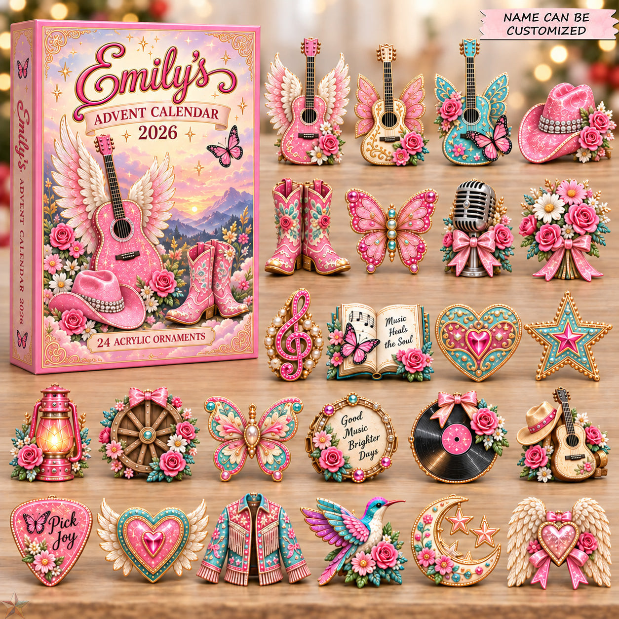 Customized Country Music Butterfly Advent Calendar 2026 Christmas Gifts For Musicians - GWH