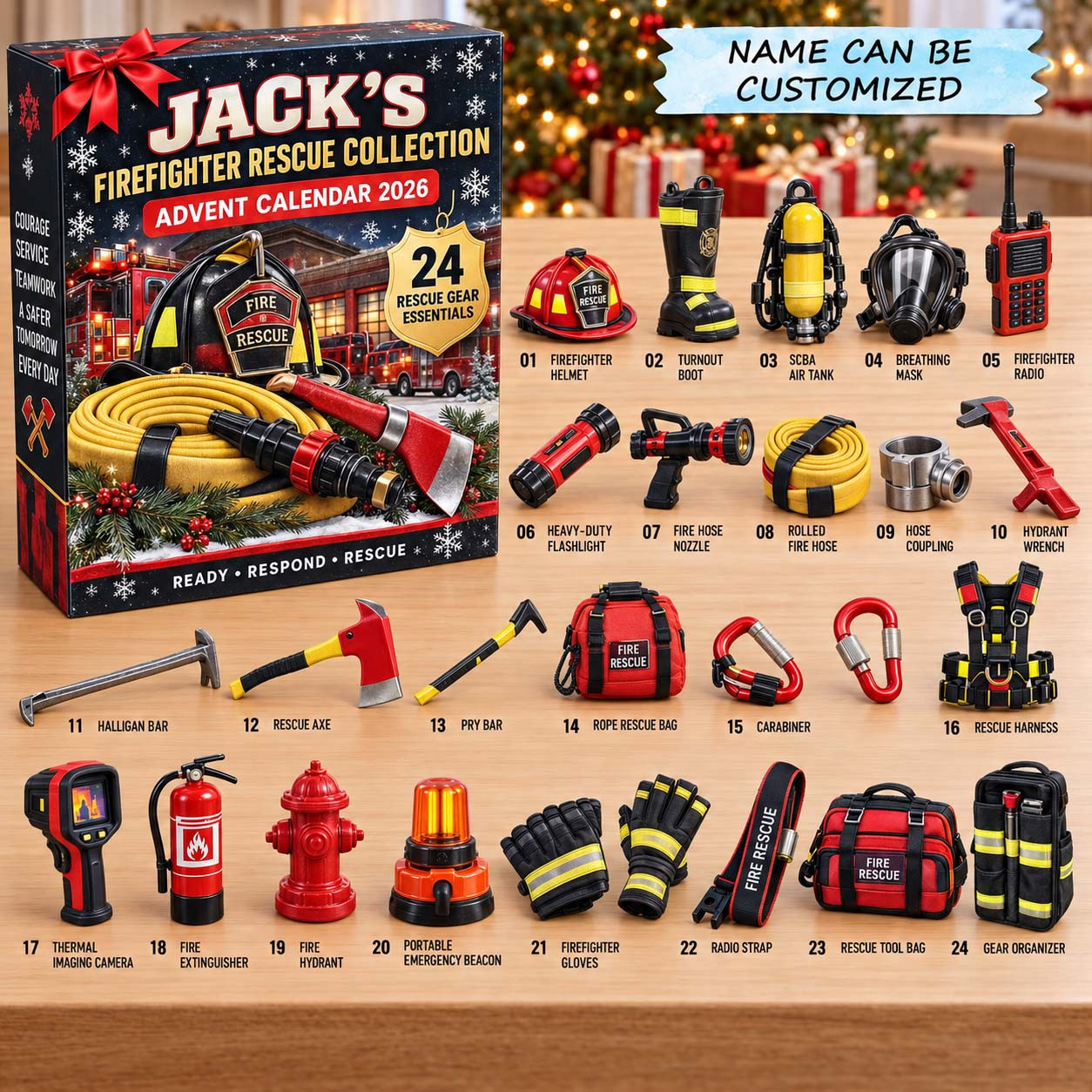 Customized Firefighter Rescue Advent Calendar 2026 Christmas Gifts For Boys - GWH