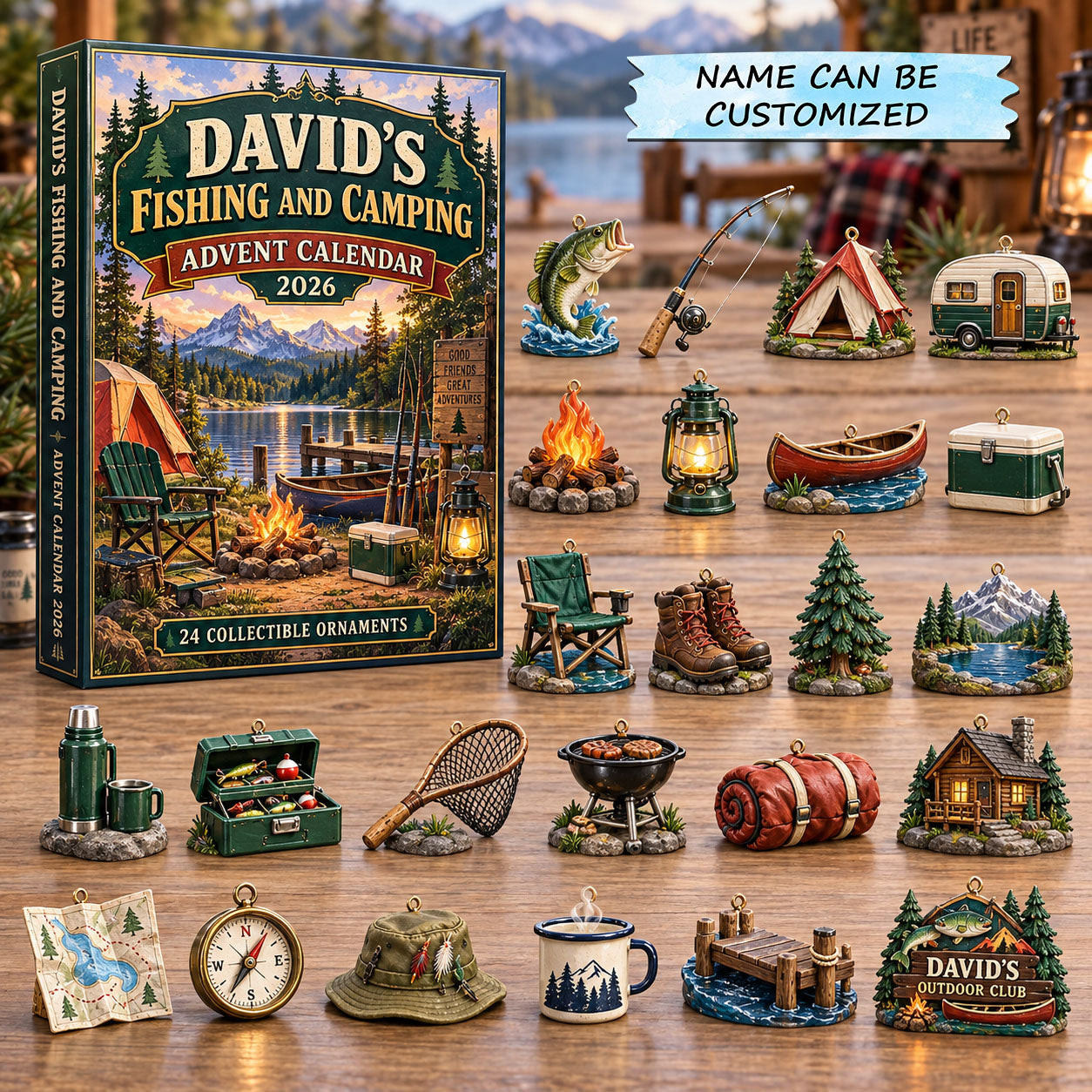 Customized Fishing And Camping Advent Calendar 2026 Christmas Gifts For Fishermen - GWH