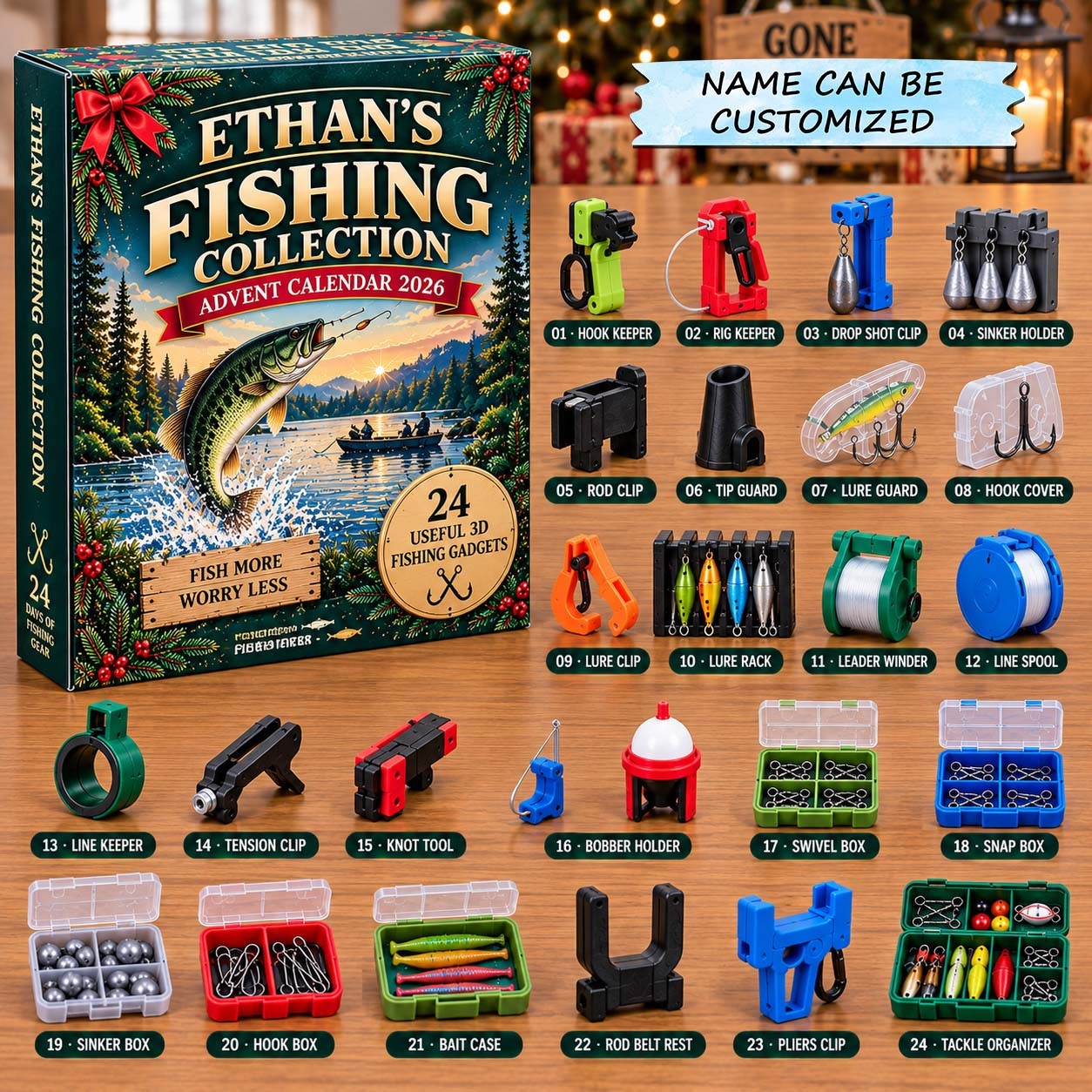 Customized Fishing Collection Advent Calendar 2026 Christmas Gifts For Fishermen - GWH