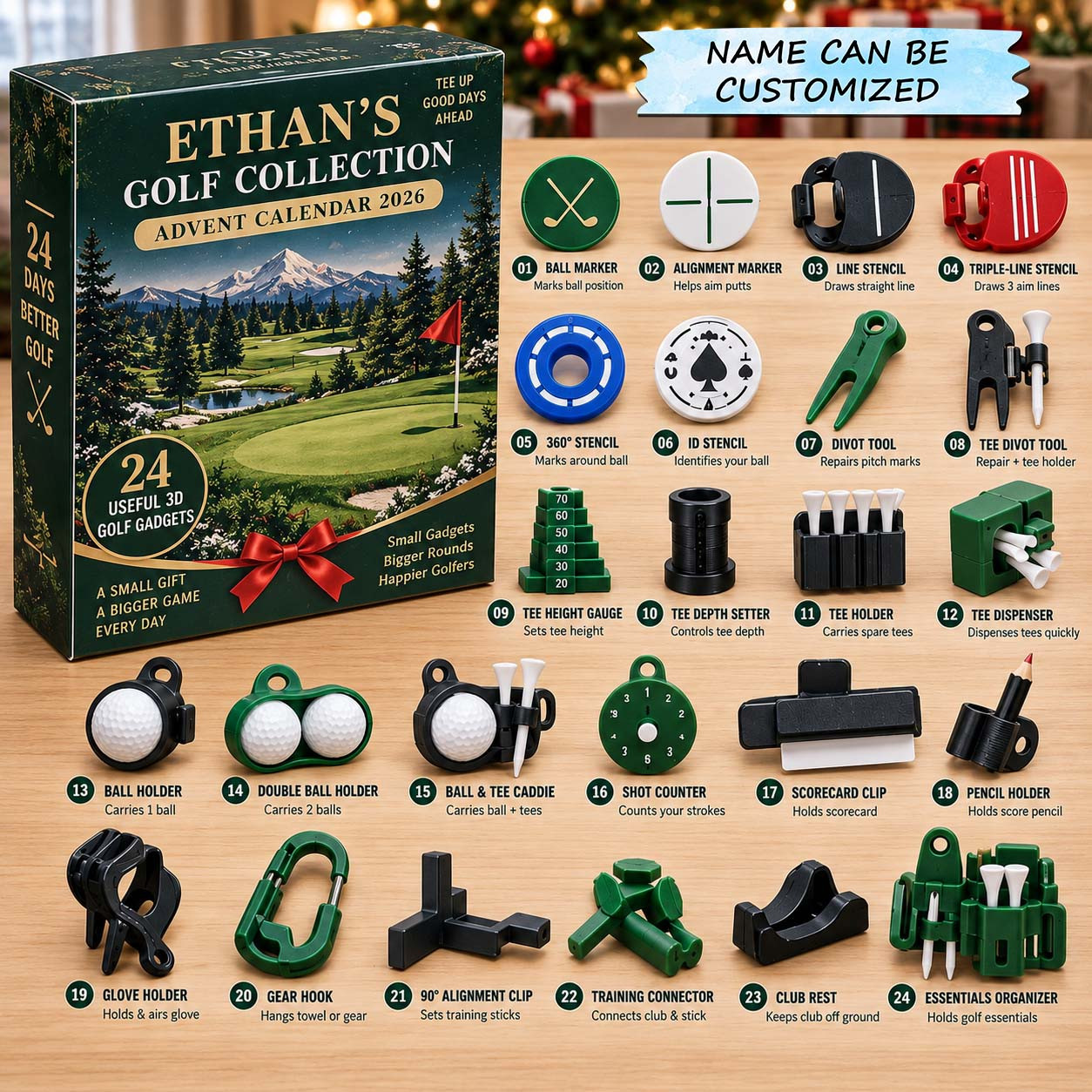 Customized Golf Collection Advent Calendar 2026 Christmas Gifts For Golfers - GWH
