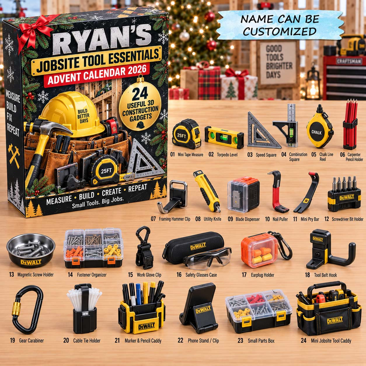 Customized Jobsite Tool Essentials Advent Calendar 2026 Christmas Gifts For Men - GWH